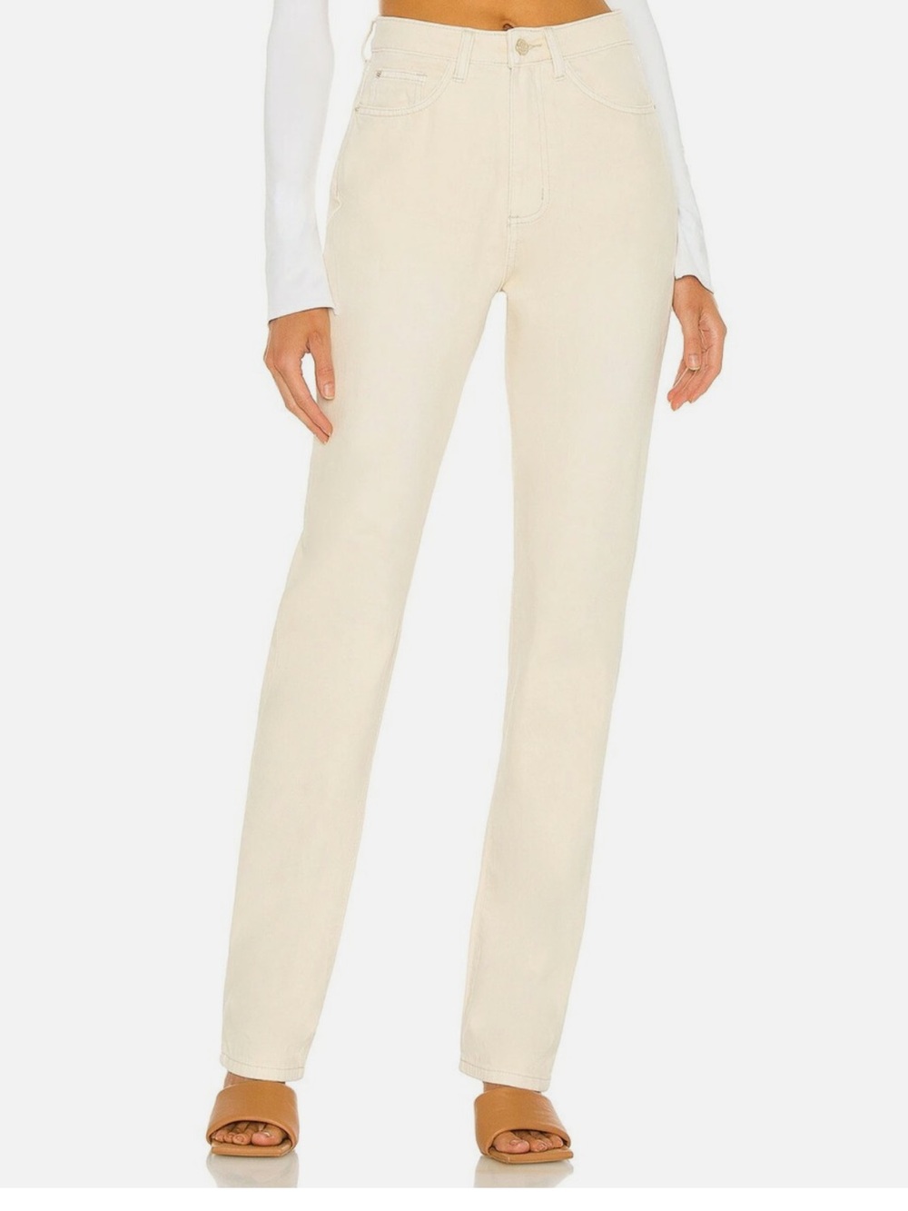 We wore what High-Rise Straight Leg Jeans in Cream